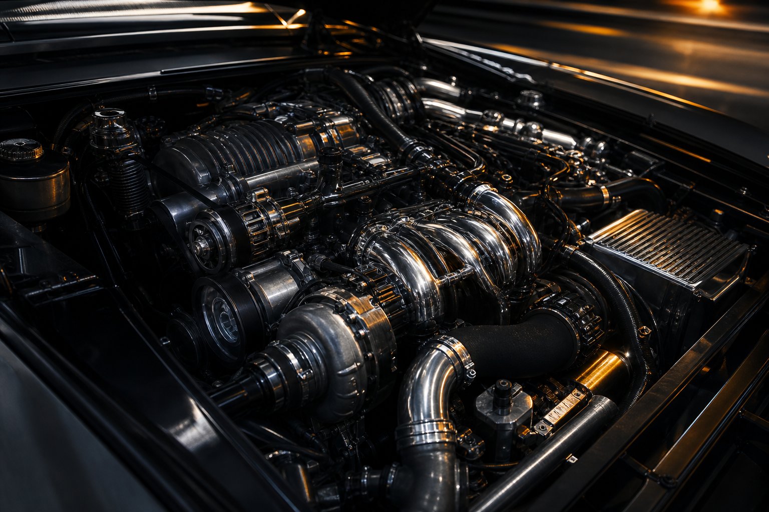 Moteur Lancia S4 Stradale twincharged, admission turbo et compresseur, mecanique italienne