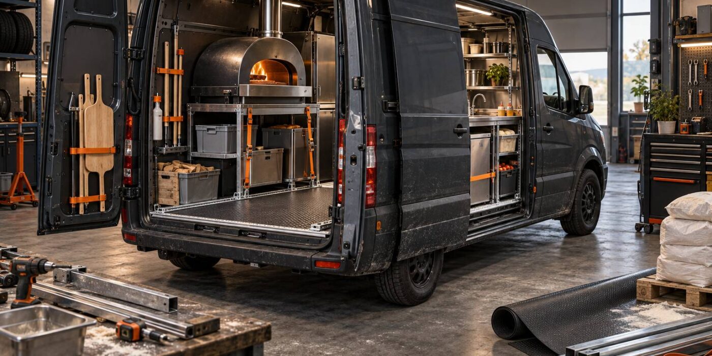 Aménager un camion à pizza : plancher, poids et cuisine en mouvement