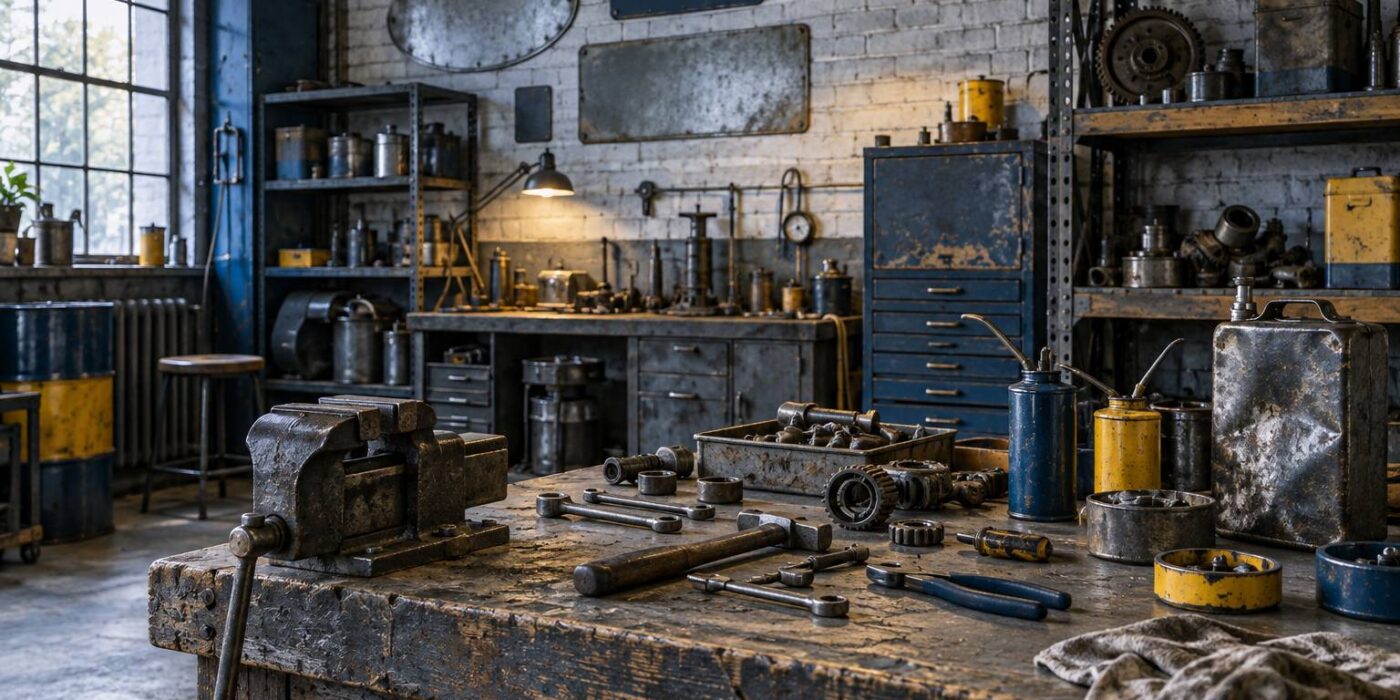Automobilia : plaques émaillées, bidons et objets de garage anciens à identifier